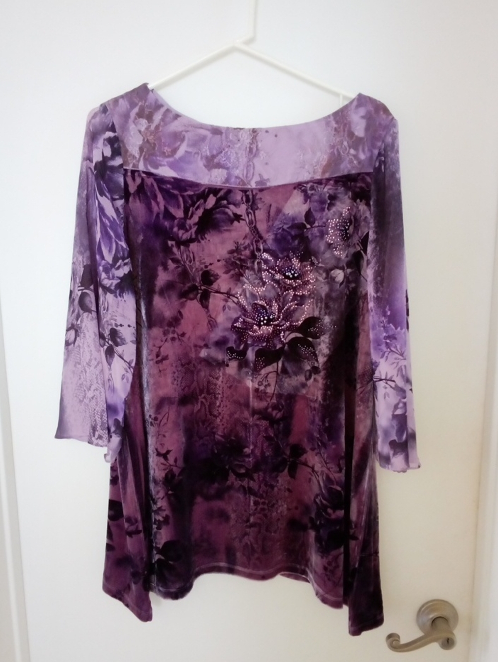 Purple Floral Embellished Tunic Top